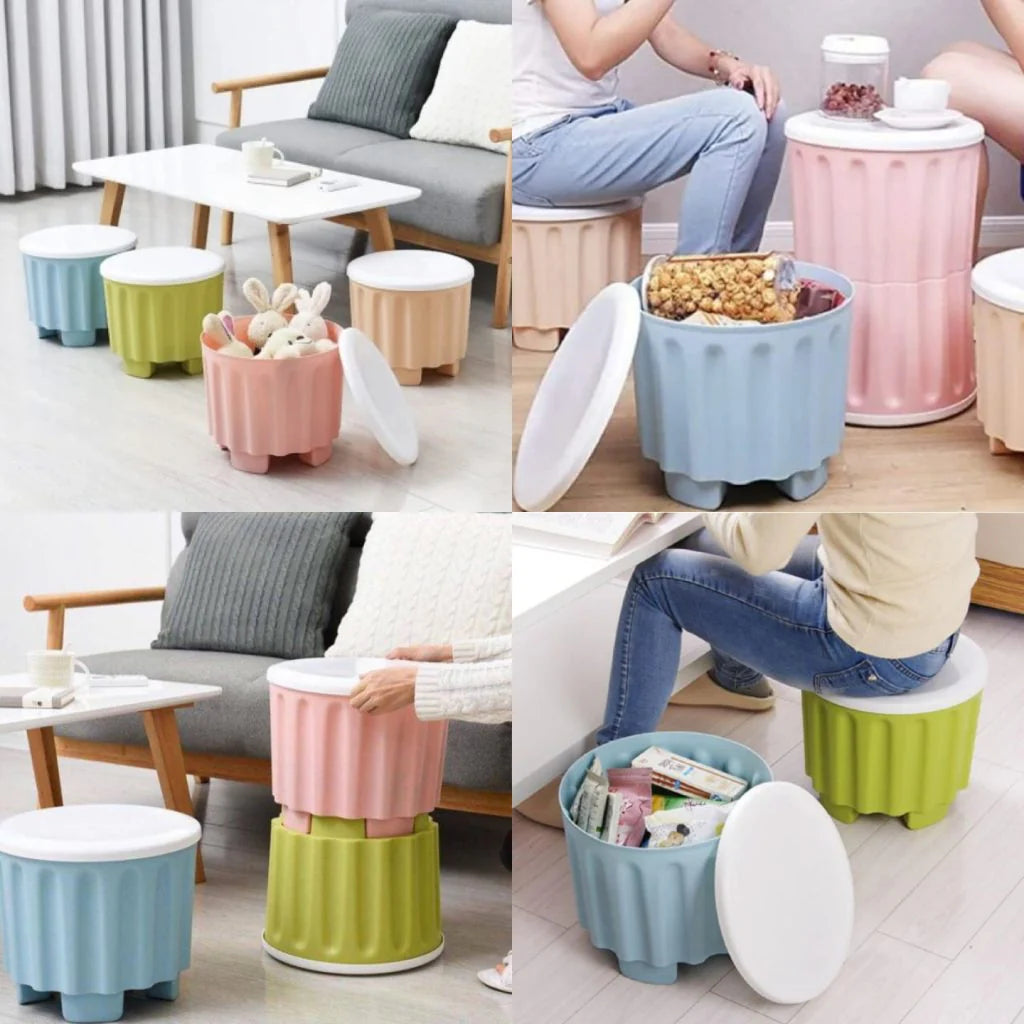 Multi- Purpose Plastic Smart Storage Stool