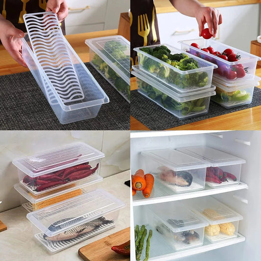 Meat Storage Container With Removable Drain Plate And Lid