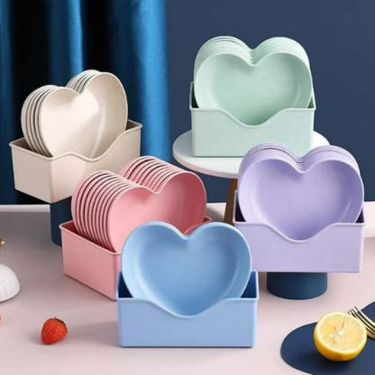 Plastic Heart Shape Plate Set