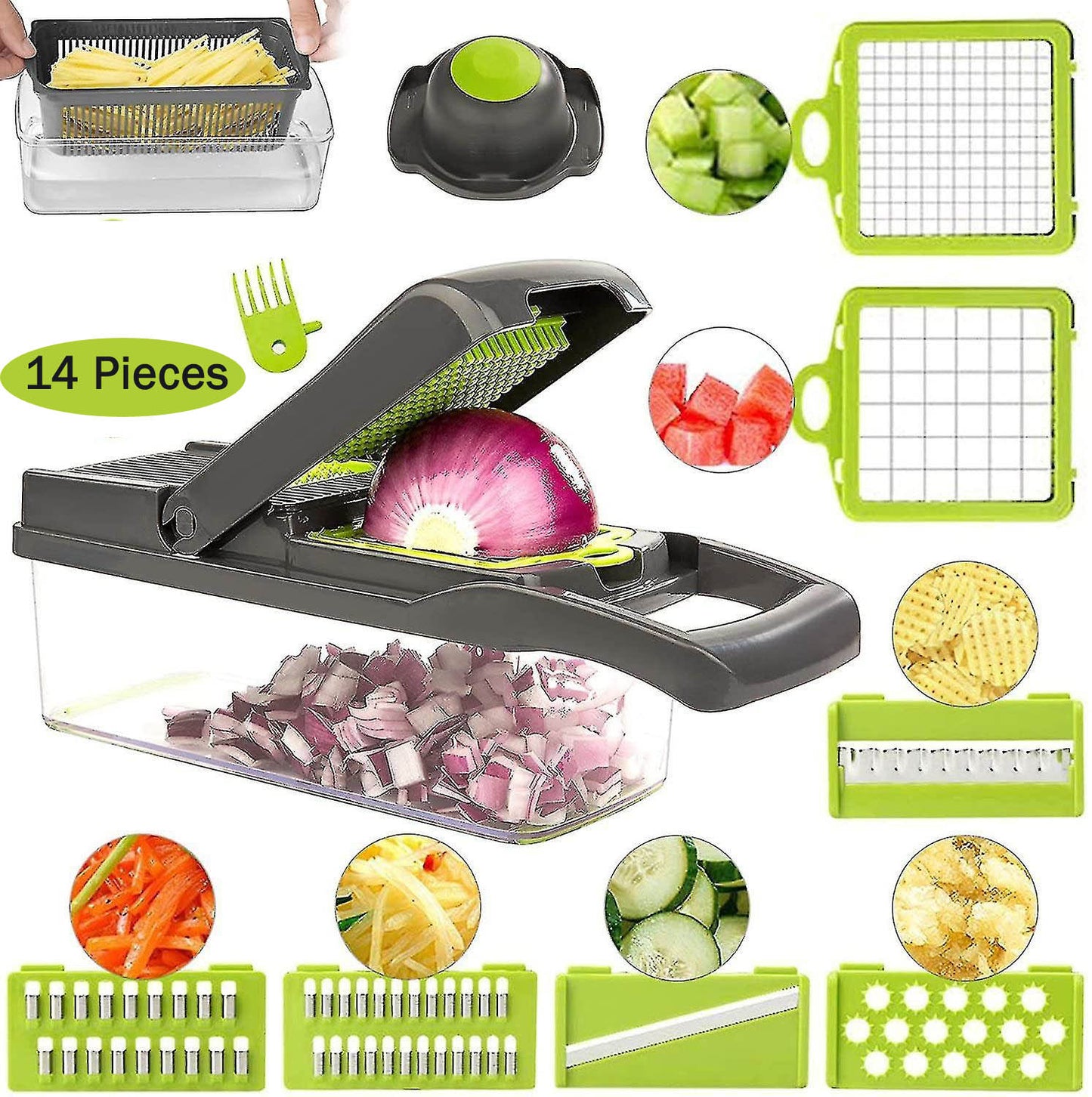 16 Pieces Vegetable Slicer Multifunction Slicer Grater Cutter