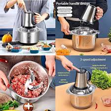 3 in 1 Speed Silver Crest Stainless Steel Vegetable Mixer Grinder for Kitchen