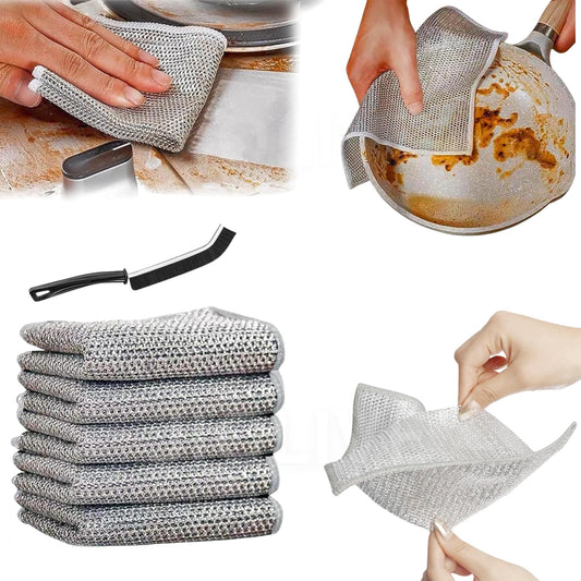 Pack of 10 Kitchen Steel Mesh Wire DisWasher Cleaning Cloth Piece