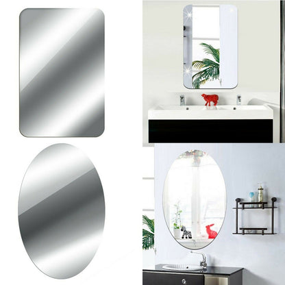 Oval & Rectangle Shape Flexible Self Adhesive Non-Glass Mirror Sticker, Rectangle Shape Mirror Sticker