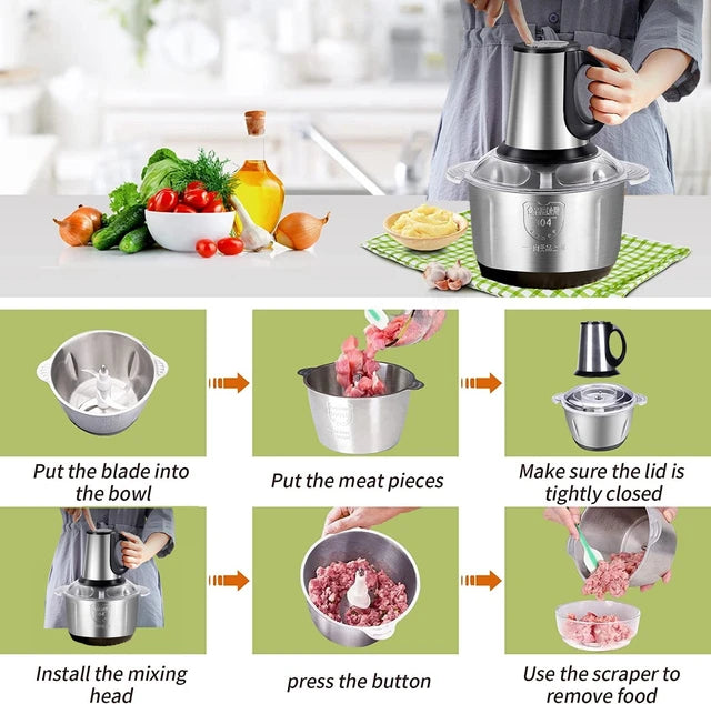 3 in 1 Speed Silver Crest Stainless Steel Vegetable Mixer Grinder for Kitchen