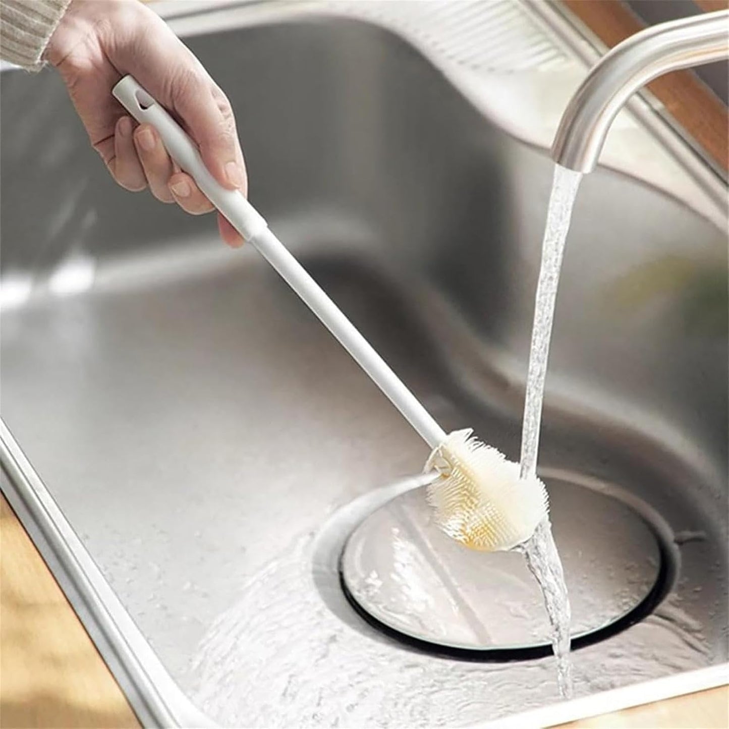 1pc Soft Silicone Bottle Brush, Long Handle Design