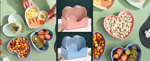 Plastic Heart Shape Plate Set