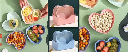 Plastic Heart Shape Plate Set