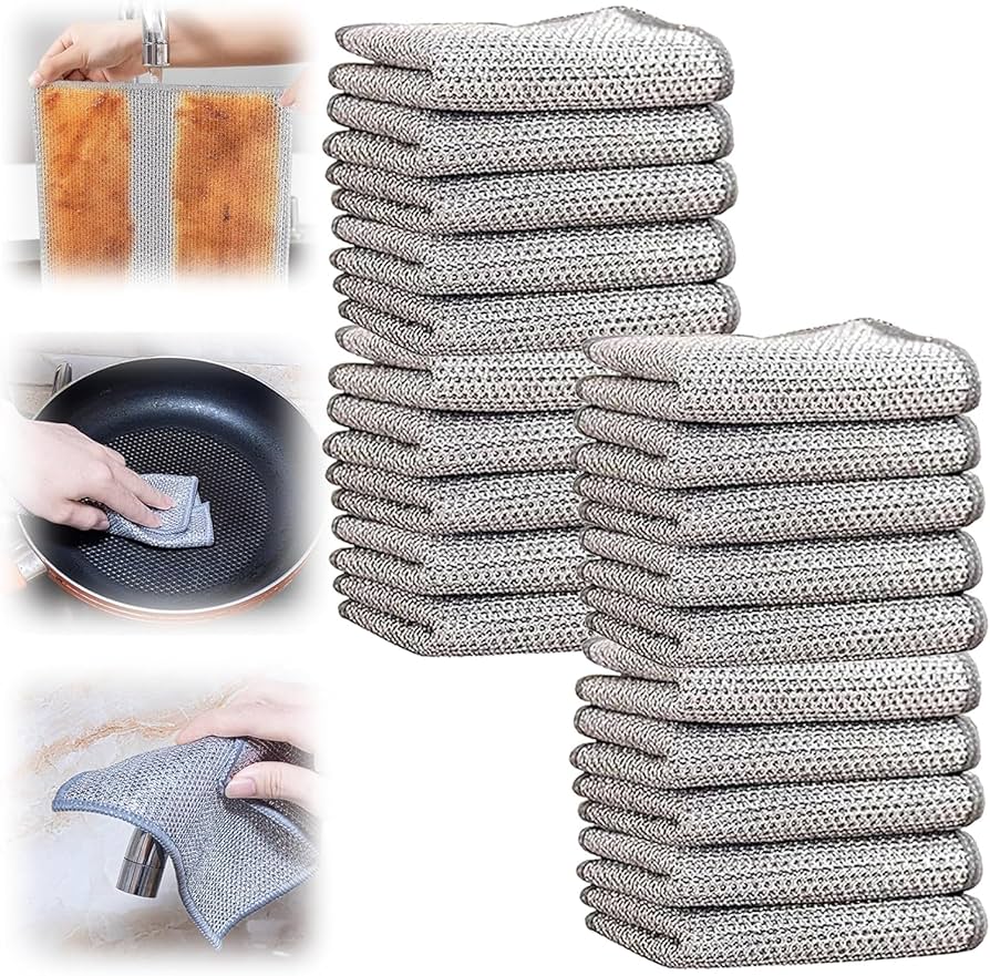 Pack of 10 Kitchen Steel Mesh Wire DisWasher Cleaning Cloth Piece