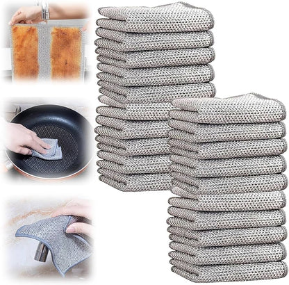 Pack of 10 Kitchen Steel Mesh Wire DisWasher Cleaning Cloth Piece