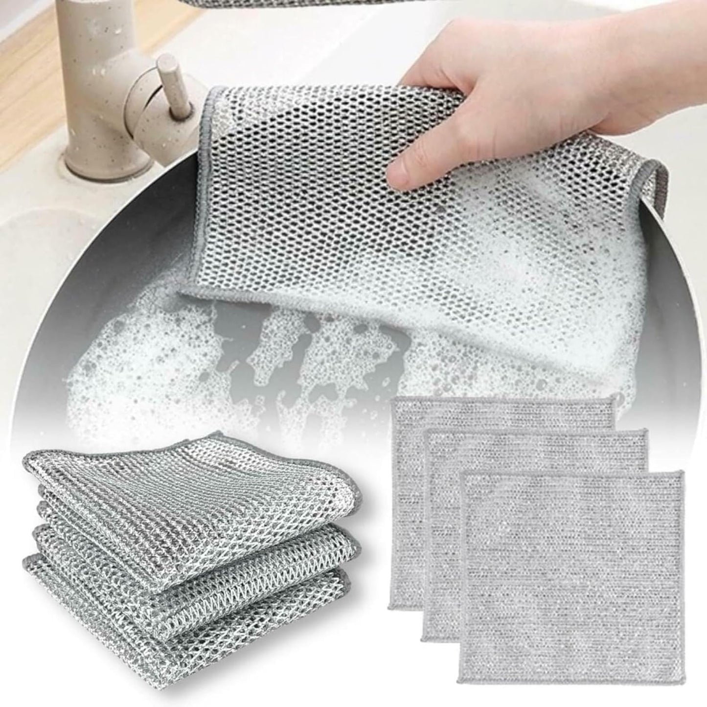 Pack of 10 Kitchen Steel Mesh Wire DisWasher Cleaning Cloth Piece