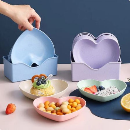 Plastic Heart Shape Plate Set