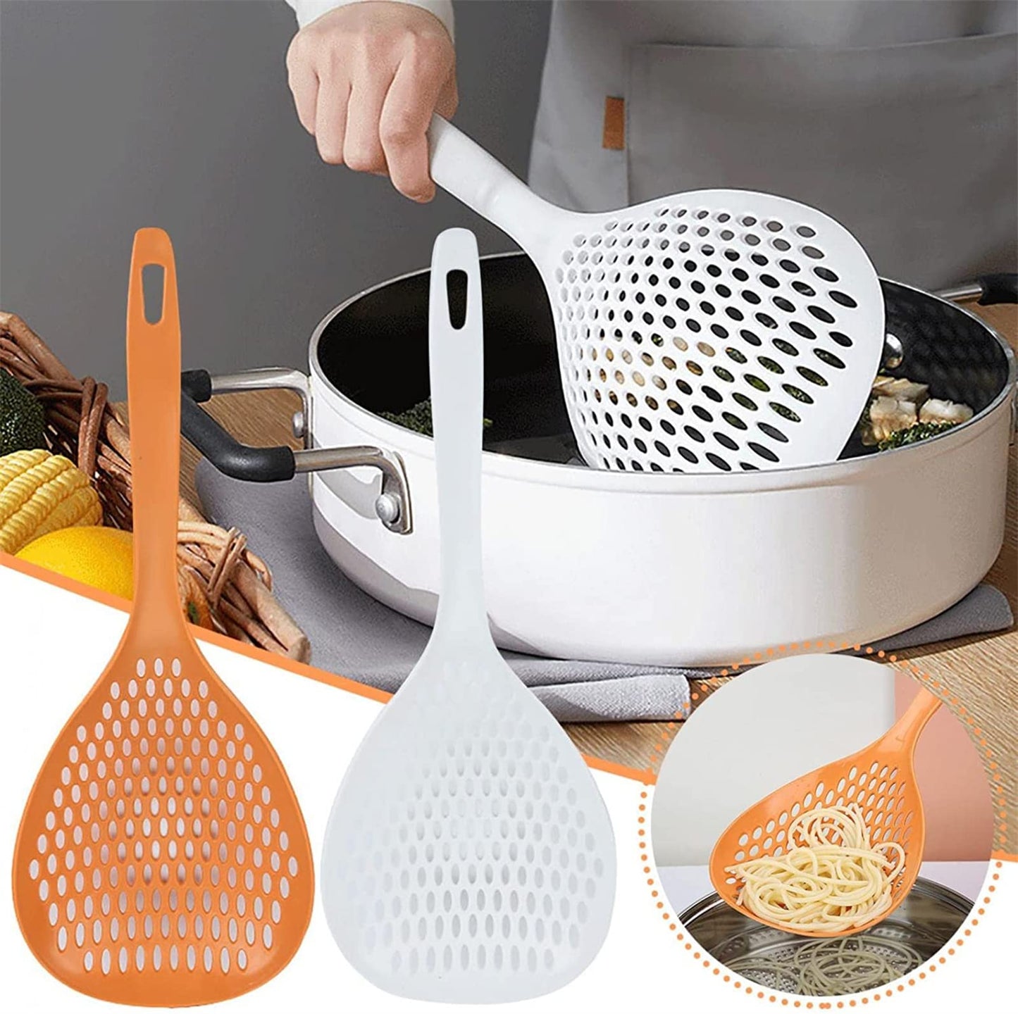 Large Heat-Resistant Long-Handle Colander